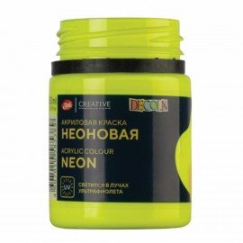 Краска акриловая флуоресцентная "Декола", банка 50 мл, лимонная, 4328214