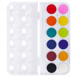 Краски акварельные ЮНЛАНДИЯ "ДОМИКИ" 12 цветов, круглые кюветы 28 мм, пенал, 192630