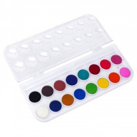 Краски акварельные ЮНЛАНДИЯ "ДОМИКИ" 16 цветов, круглые кюветы 23 мм, пенал, 192631