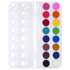 Краски акварельные ЮНЛАНДИЯ "ДОМИКИ" 16 цветов, круглые кюветы 23 мм, пенал, 192631