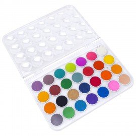 Краски акварельные ЮНЛАНДИЯ "ДОМИКИ" 28 цветов, круглые кюветы 28 мм, пенал, 192632