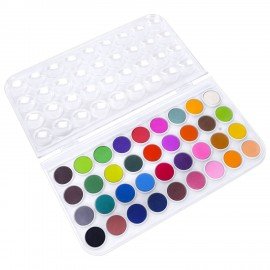 Краски акварельные ЮНЛАНДИЯ "ДОМИКИ" 36 цветов, круглые кюветы 23 мм, пенал, 192633