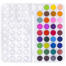 Краски акварельные ЮНЛАНДИЯ "ДОМИКИ" 36 цветов, круглые кюветы 23 мм, пенал, 192633