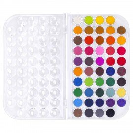 Краски акварельные ЮНЛАНДИЯ "ДОМИКИ" 48 цветов, круглые кюветы 23 мм, пенал, 192634