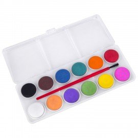Краски акварельные ПИФАГОР СОЛНЫШКО 12 цветов, круглые кюветы, пенал, 192635