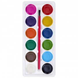 Краски акварельные ПИФАГОР СОЛНЫШКО 12 цветов, круглые кюветы, на коррексе, 192636