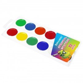 Краски акварельные BRAUBERG "МОНСТРИКИ", медовые, 12 цветов, круглые кюветы, 192641