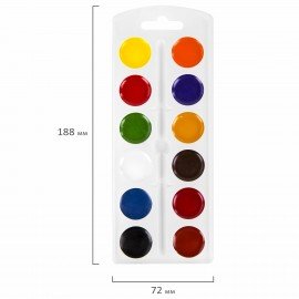 Краски акварельные ПИФАГОР "ЖИРАФ" на коррексе, 12 цветов, медовые, круглые кюветы, 192647