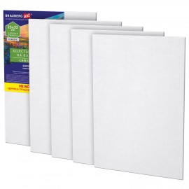 Холсты на картоне НАБОР 5 штук (25*35 см), хлопок, 280 г/м2, грунт, BRAUBERG ART CLASSIC, 192653