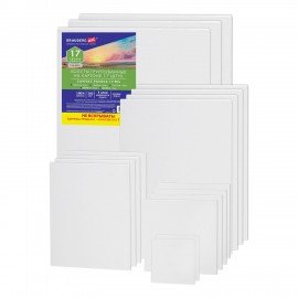 Холсты на картоне НАБОР 17 штук, хлопок, грунт, 280 г/м2, BRAUBERG ART CLASSIC, 192657