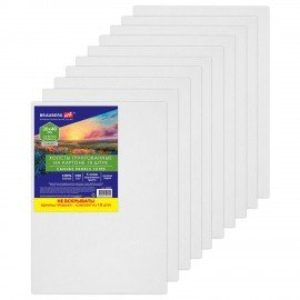 Холсты на картоне НАБОР 10 штук (30*40 см), хлопок, грунт, 280 г/м2, BRAUBERG ART CLASSIC, 192659