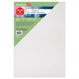 Холст на подрамнике BRAUBERG ART BASIC 20*30 см, 280 г/м2, хлопок, мелкое зерно, грунт, 192665