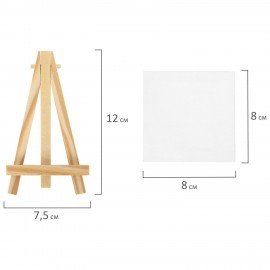 Настольный мини-мольберт с холстом 8*8 см BRAUBERG ART DEBUT, сосна, хлопок, 192679