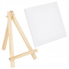 Настольный мини-мольберт с холстом 10*10 см BRAUBERG ART DEBUT, сосна, хлопок, 192680