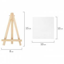 Настольный мини-мольберт с холстом 10*10 см BRAUBERG ART DEBUT, сосна, хлопок, 192680