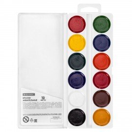 Краски акварельные BRAUBERG "МИЛЫЕ КОТЫ", медовые, 12 цветов, круглые кюветы, 192685