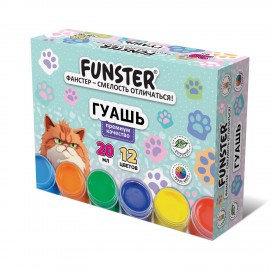 Гуашь FUNSTER "КОШАЧЬИ ЛАПКИ", 12 цветов по 20 мл, 192742