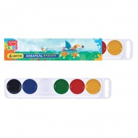 Краски акварельные FORUM "Зверята" 6 цветов, медовые, круглые кюветы, картонная коробка, FA-EV-006-Z