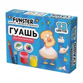 Гуашь FUNSTER, 12 цветов по 15 мл, ассорти дизайнов, 192824