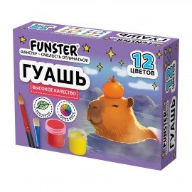 Гуашь FUNSTER, 12 цветов по 15 мл, ассорти дизайнов, 192824