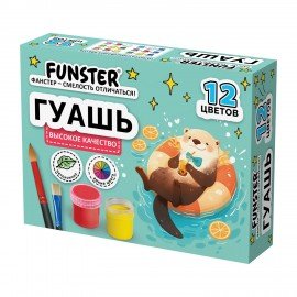 Гуашь FUNSTER, 12 цветов по 15 мл, ассорти дизайнов, 192824