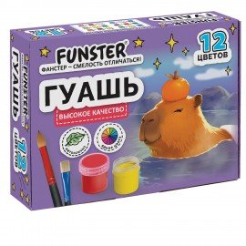 Гуашь FUNSTER, 12 цветов по 15 мл, ассорти дизайнов, 192824