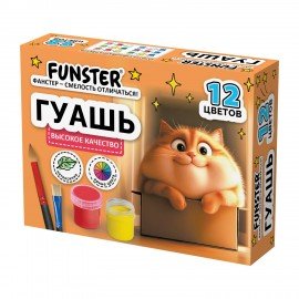 Гуашь FUNSTER, 12 цветов по 15 мл, ассорти дизайнов, 192824