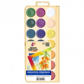 Краски акварельные ЛУЧ "Школа творчества", 21 цв, медовые, без кисти,пластиковая коро, 29С 1758-08