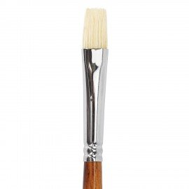 Кисть художественная профессиональная BRAUBERG ART CLASSIC, щетина, плоская, № 12, длинная ручка, 200718