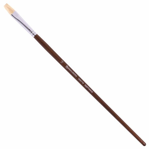 Кисть художественная профессиональная BRAUBERG ART CLASSIC, щетина, плоская, № 12, длинная ручка, 200718