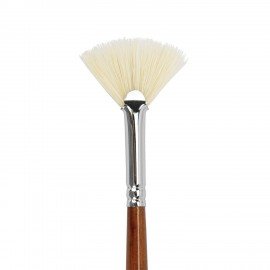 Кисть художественная профессиональная BRAUBERG ART CLASSIC, щетина, веерная, № 6, длинная ручка, 200744