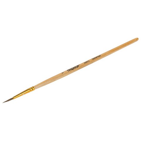 Кисть ПИФАГОР, БЕЛКА, круглая, № 1, деревянная лакированная ручка, с колпачком, 200815