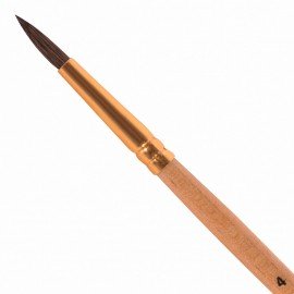Кисть ПИФАГОР, БЕЛКА, круглая, № 4, деревянная лакированная ручка, с колпачком, 200818
