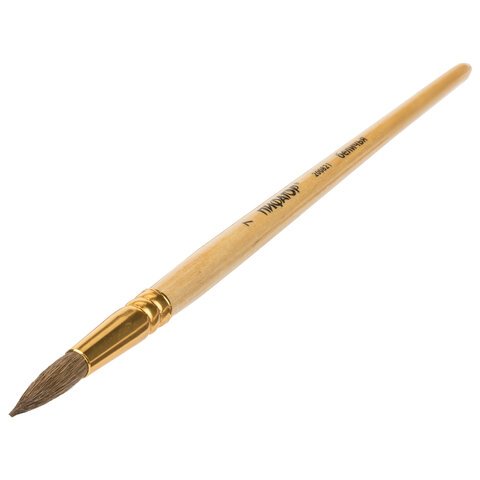 Кисть ПИФАГОР, БЕЛКА, круглая, № 7, деревянная лакированная ручка, с колпачком, пакет с подвесом, 200821