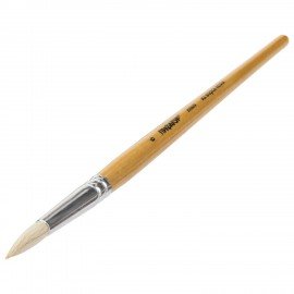 Кисть ПИФАГОР, КОЗА, круглая, № 6, деревянная лакированная ручка, колпачок, пакет с подвесом, 200829