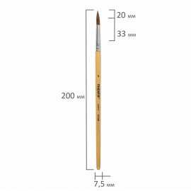 Кисть ПИФАГОР, ПОНИ, круглая, № 5, деревянная лакированная ручка, с колпачком, 200834