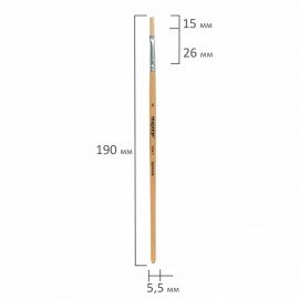 Кисть ПИФАГОР, ЩЕТИНА, плоская, № 4, деревянная лакированная ручка, 200871