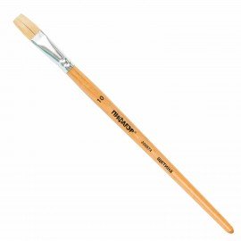 Кисть ПИФАГОР, ЩЕТИНА, плоская, № 10, деревянная лакированная ручка, пакет с подвесом, 200874