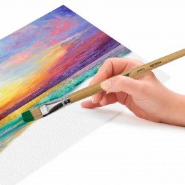 Кисть ПИФАГОР, ЩЕТИНА, плоская, № 14, деревянная лакированная ручка, пакет с подвесом, 200876