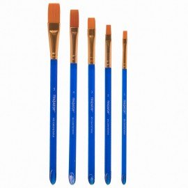 Кисти ПИФАГОР, набор 5 шт. (СИНТЕТИКА: плоские № 1, 2, 3, 4, 5), пакет с европодвесом, 200888