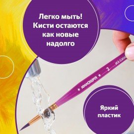 Кисти ЮНЛАНДИЯ, набор 6 шт. (СИНТЕТИКА: круглые № 2, 3; плоские № 4, 5, 6, 8), блистер с европодвесом, 200890