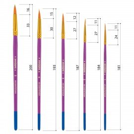 Кисти ЮНЛАНДИЯ, набор 5 шт. (СИНТЕТИКА: круглые № 1, 2, 3, 4, 5), блистер с европодвесом, 200895