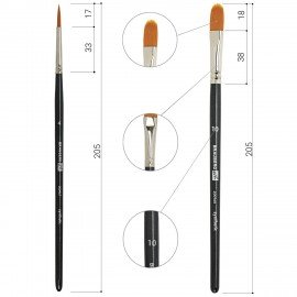 Кисти художественные набор 12 шт., в черной скрутке, синтетика, BRAUBERG ART CLASSIC, № 1-14 + веерная, 200968