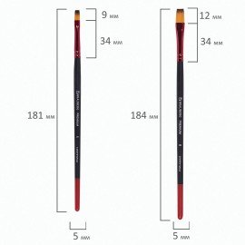 Кисти BRAUBERG PREMIUM, набор 5 шт. (синтетика, круглая № 1, 3, 5, плоская № 5, 8), блистер, 201024