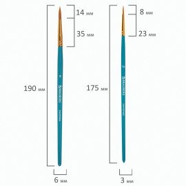 Кисти синтетика BRAUBERG, НАБОР 10 шт., синие (Круглые; Овальные; Плоские; Лайнеры), 201030