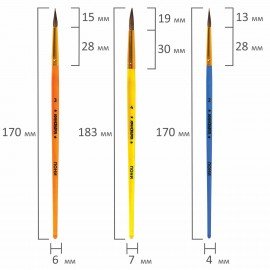 Кисти ПОНИ набор 3 шт. (круглые № 2,3,4), пакет с европодвесом, ЮНЛАНДИЯ, 201073