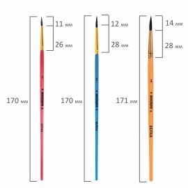 Кисти БЕЛКА набор 6 шт. (круглые № 1, 2, 3, 4, 5, 6), блистер, ЮНЛАНДИЯ, 201082