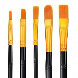 Кисти набор 10 шт., синтетика, черные, № 2/0-8, (Круглые; Овальные; Плоские; Лайнеры),WBZ, 201084