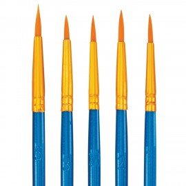 Кисти набор 10 шт., синтетика, синие, № 2/0-8, (Круглые; Овальные; Плоские; Лайнеры),WBZ, 201085