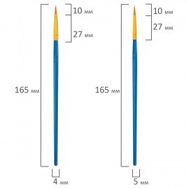 Кисти набор 10 шт., синтетика, синие, № 2/0-8, (Круглые; Овальные; Плоские; Лайнеры),WBZ, 201085